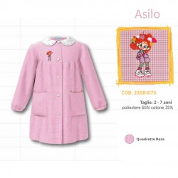 Grembiule asilo femmina quandretto rosa Siggi con ricamo