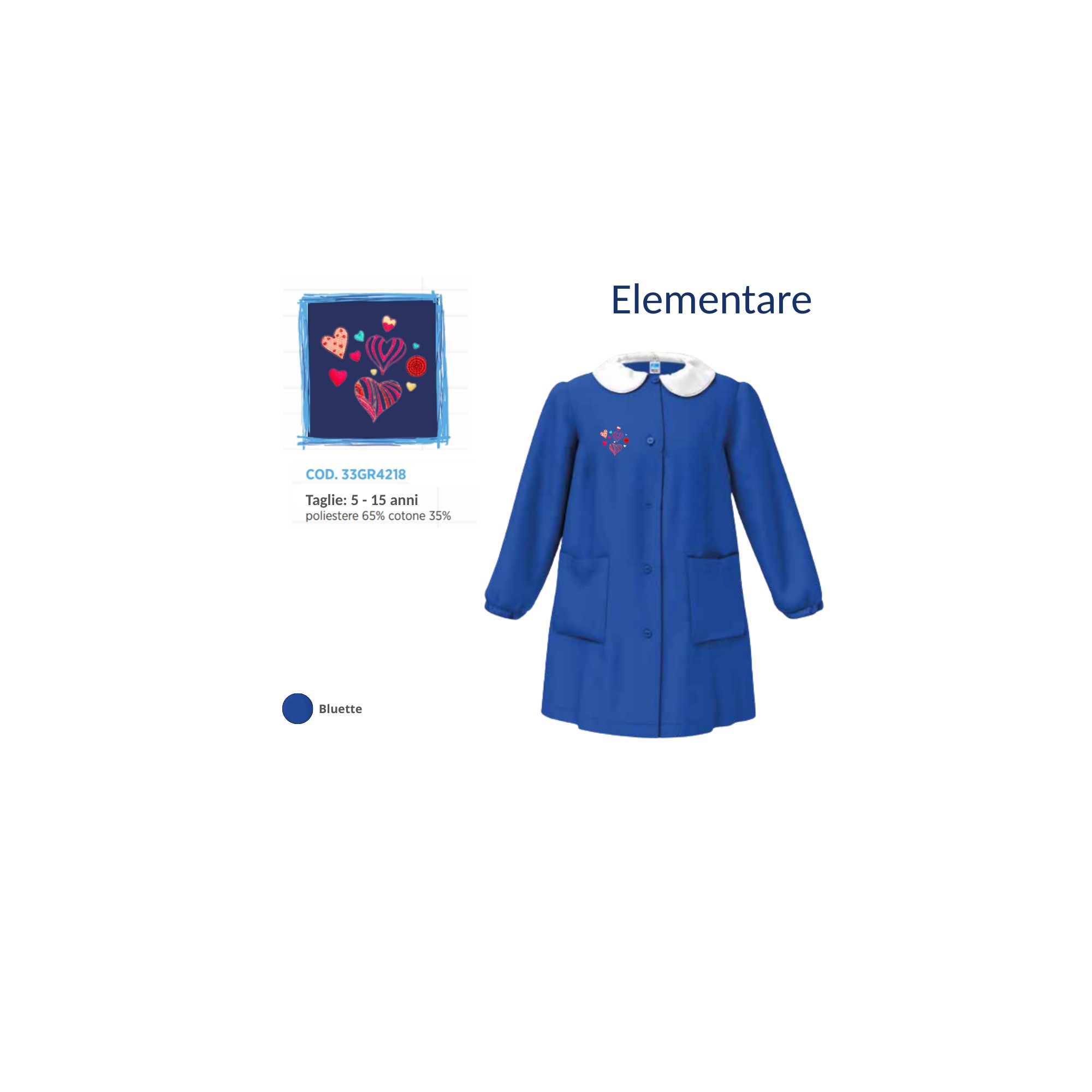 Grembiule scuola elementare femmina Siggi bluette con ricamo