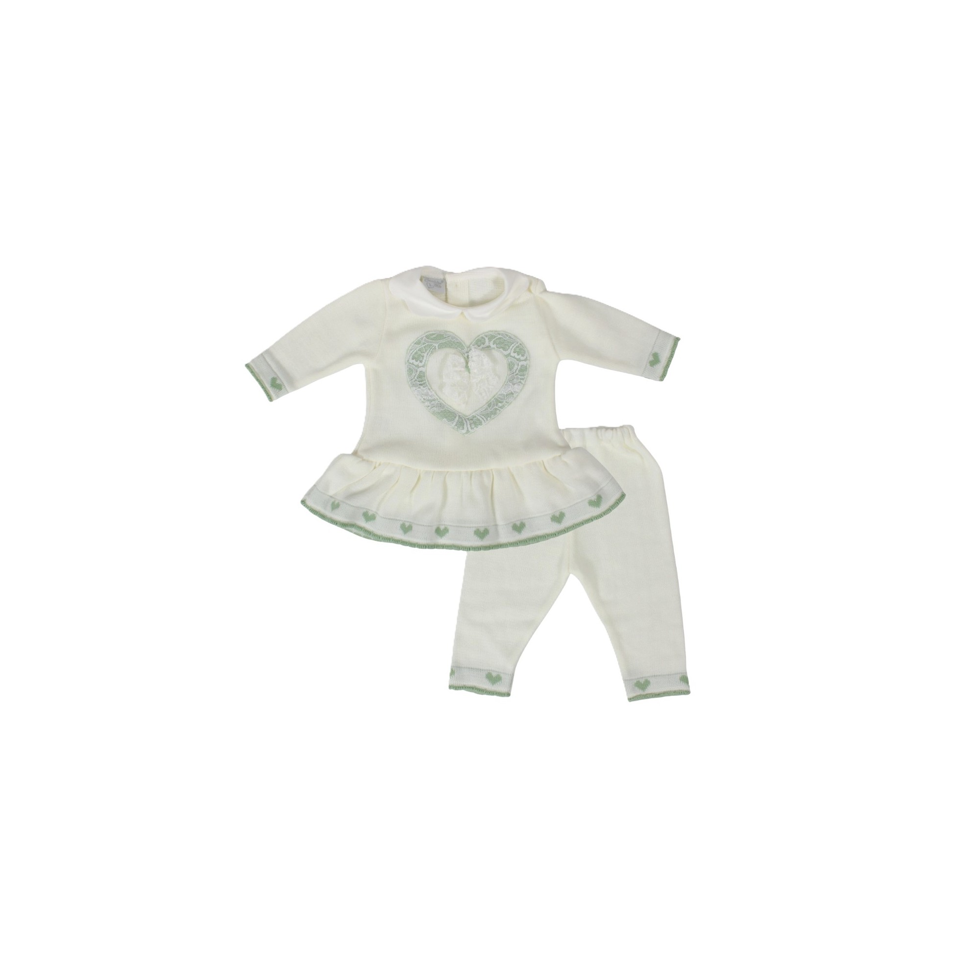 COMPLETO IN LANA PER NEONATA CUORICINO MIO 5205