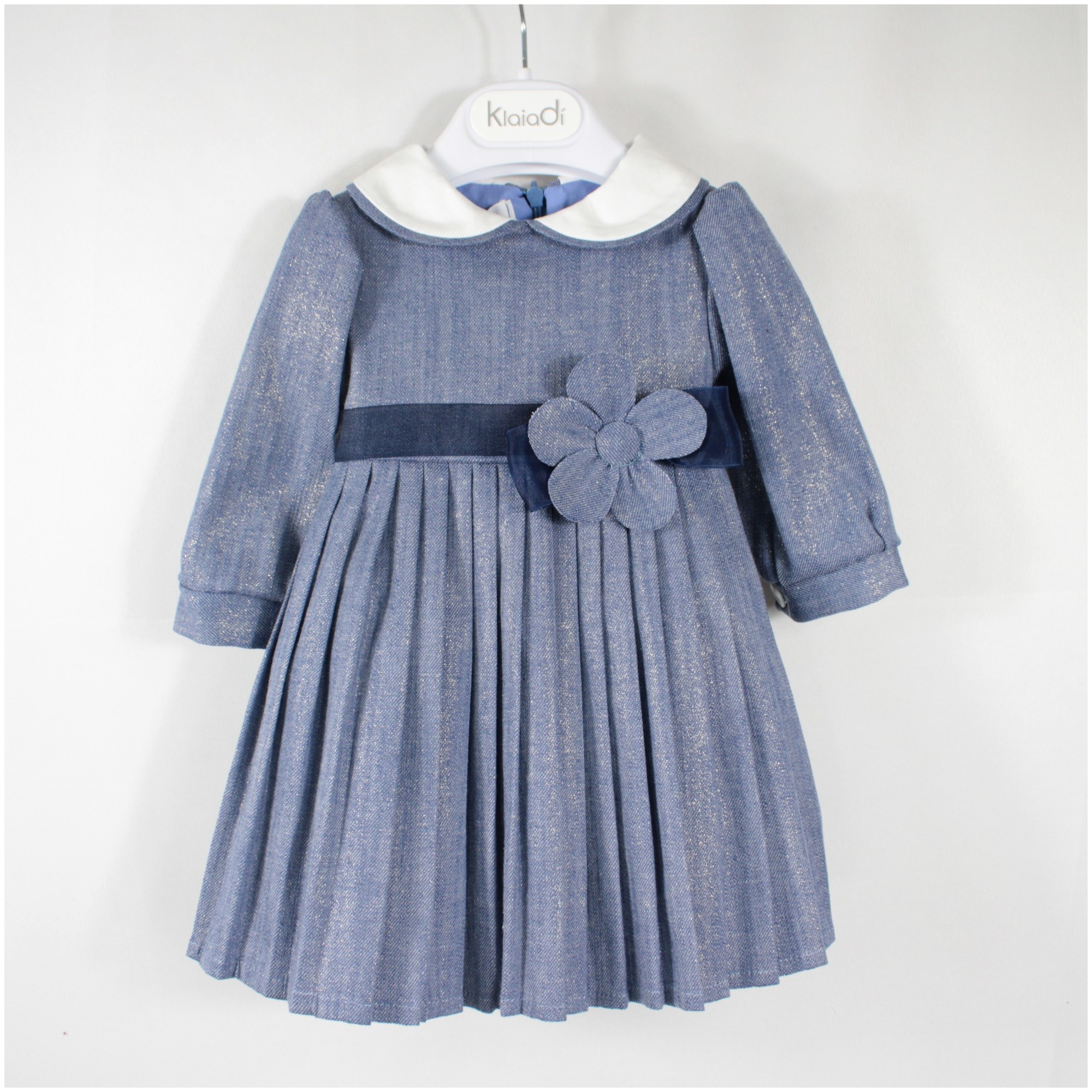 VESTITO BAMBINA PLISSE CON FIORE 25127F KLAIAIDI