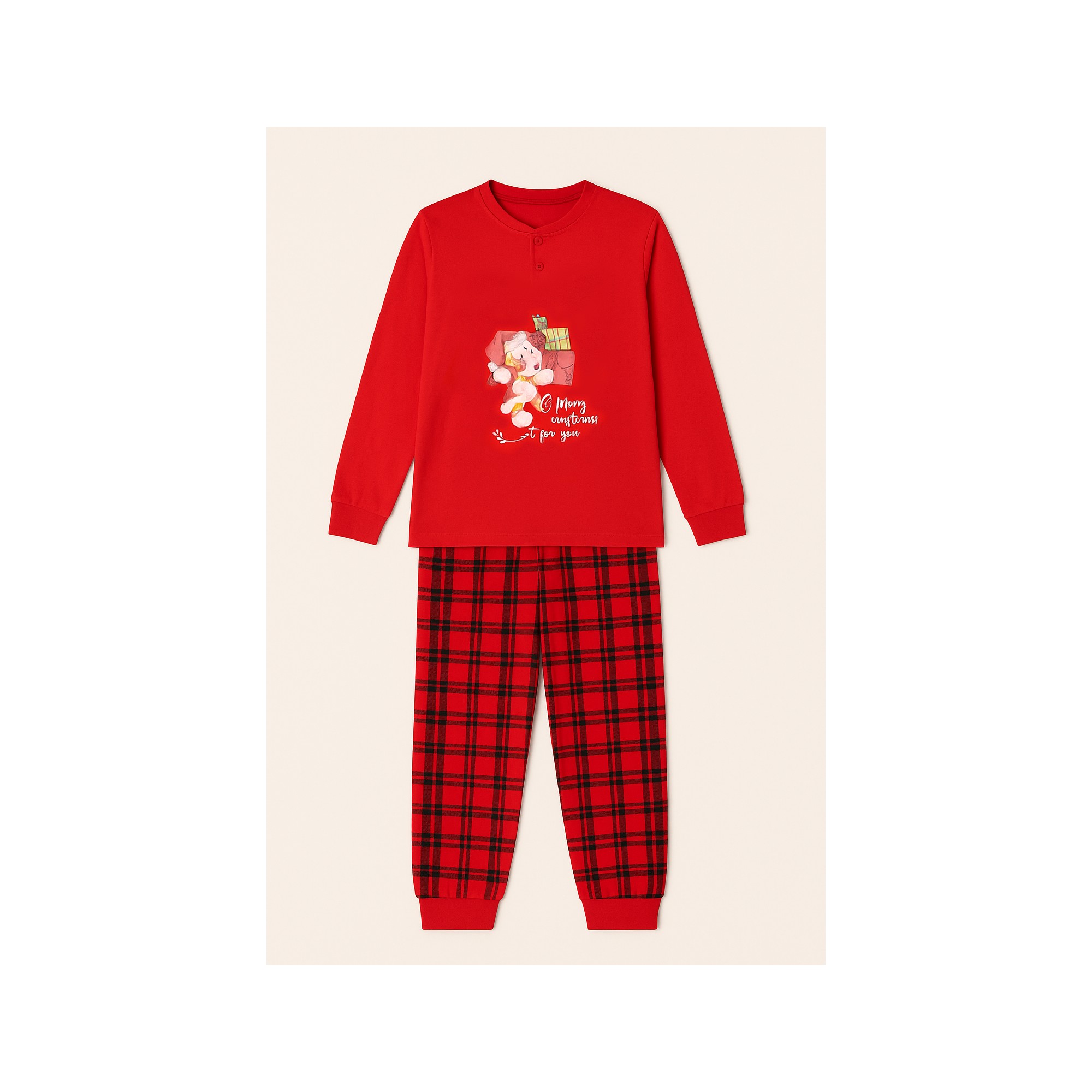 PIGIAMA NATALIZIO RAGAZZA CALDO COTONE ORO NERO ODNB510