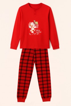 PIGIAMA NATALIZIO DONNA CALDO COTONE ORO NERO ODN509